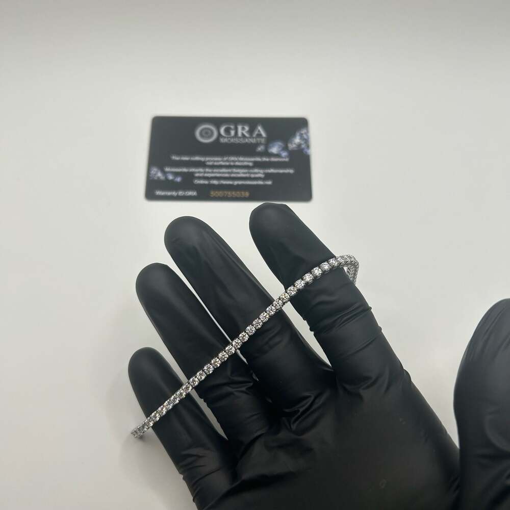3mm Moissanite Silver Tennis Bracelet 7 Inch GRA Certified Passes Tester VVS1